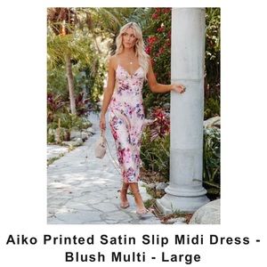 NWOT Vici Blush satin slip dress.